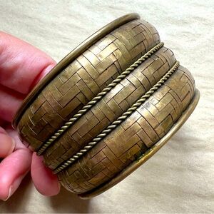 Vintage brass tone gold big cuff bracelet